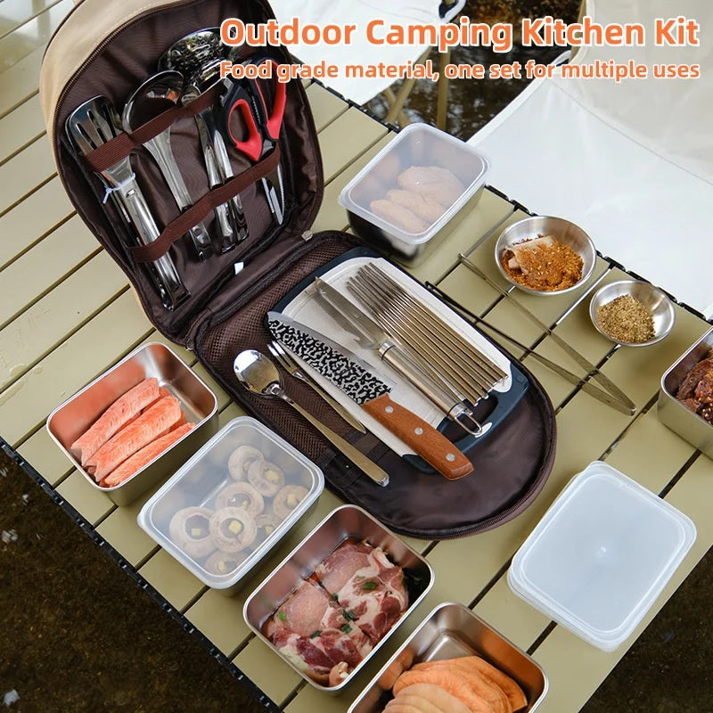 Outdoor Cutlery Portable Set Picnic Knives Kitchenware Supplies Camping Equipment Full Set Camping Self-Driving Touring
