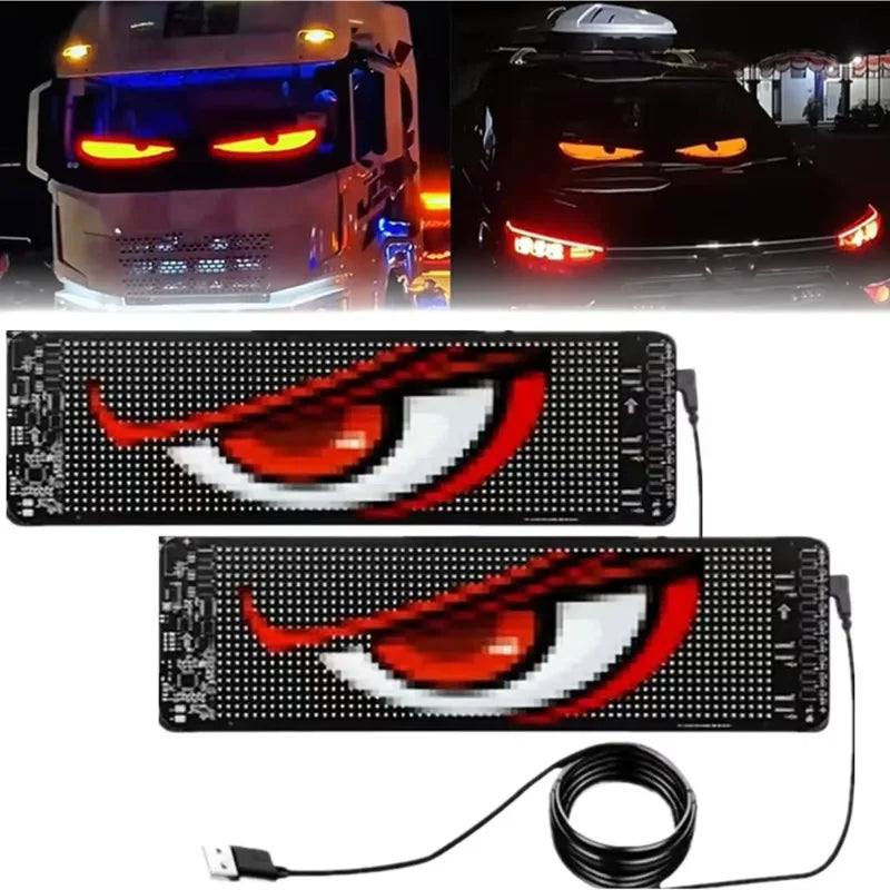2PCS Car Led Signs Lights Devil Eyes Light for Truck Taxi Windshield Glow LED Sign Eye Lights Flexible LED Display Screen