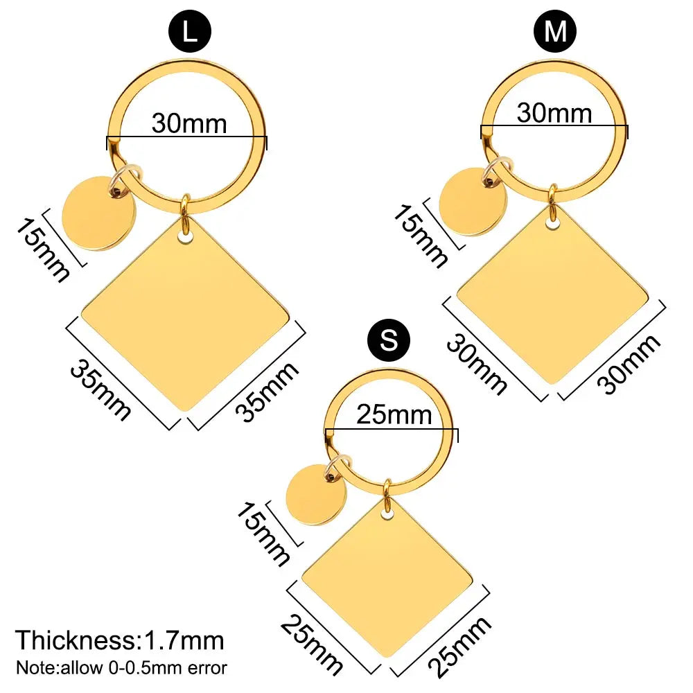 20Sets Pet Dog ID Tag Stainless Steel Mirror Metal Blank Square Personalized Keychain Keyring Engravable Anti-lost Accessories