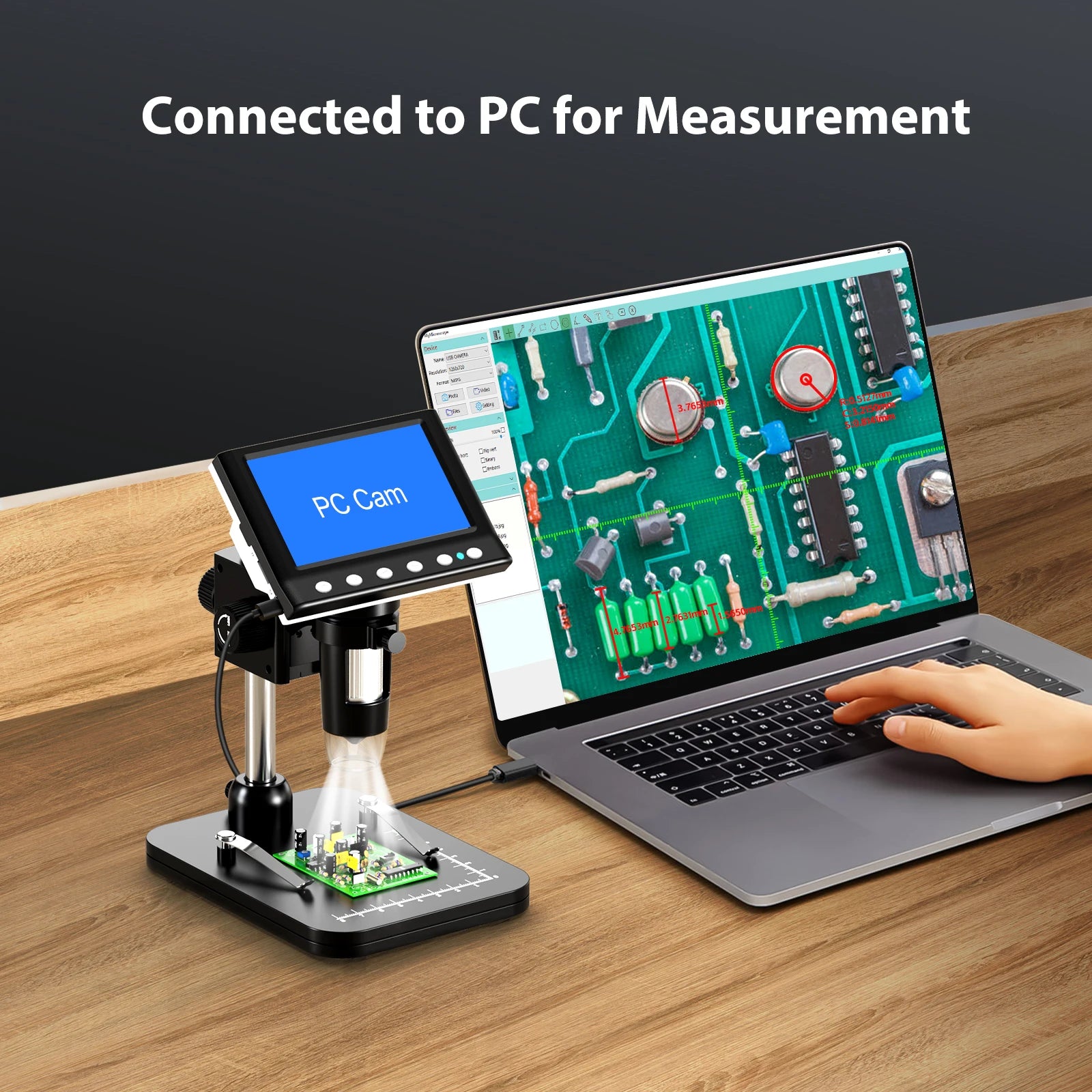 Hayve 4.3'' Digital Microscope 1000X Coin Microscope 1080P Video Microscope for Adult Soldering Microscope With 8 LEDs , PC View