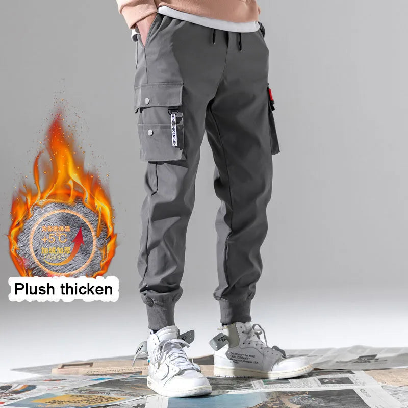 2025 New Outdoor Casual Pants Men's wear-resistant loose-fitting straight-leg multi-pocket overalls men's trousers
