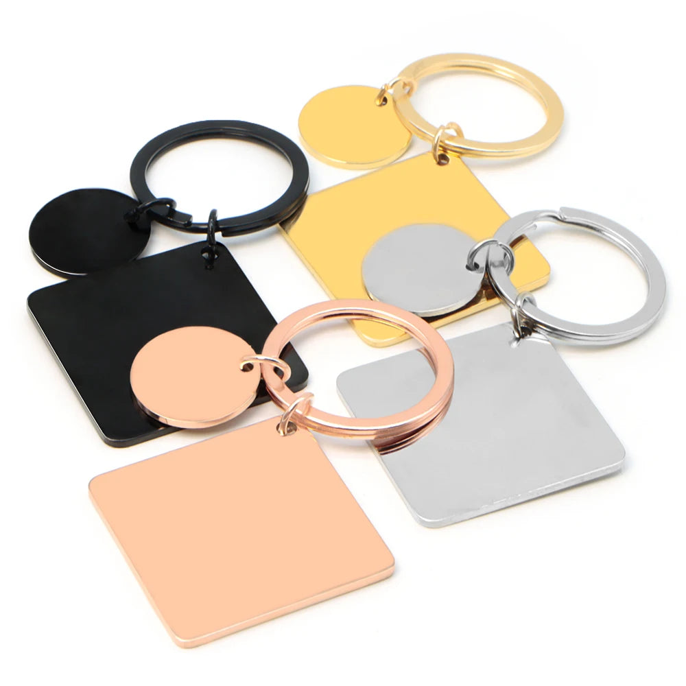 20Sets Pet Dog ID Tag Stainless Steel Mirror Metal Blank Square Personalized Keychain Keyring Engravable Anti-lost Accessories