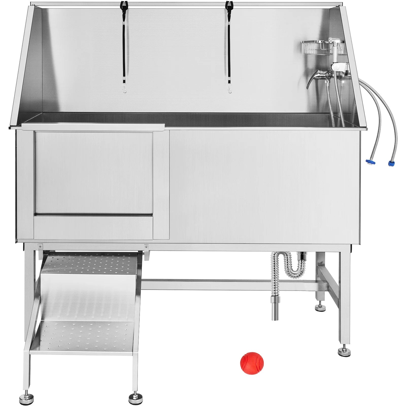 SucceBuy 62In  Professional Stainless Steel  With Steps  Dog Washing Station