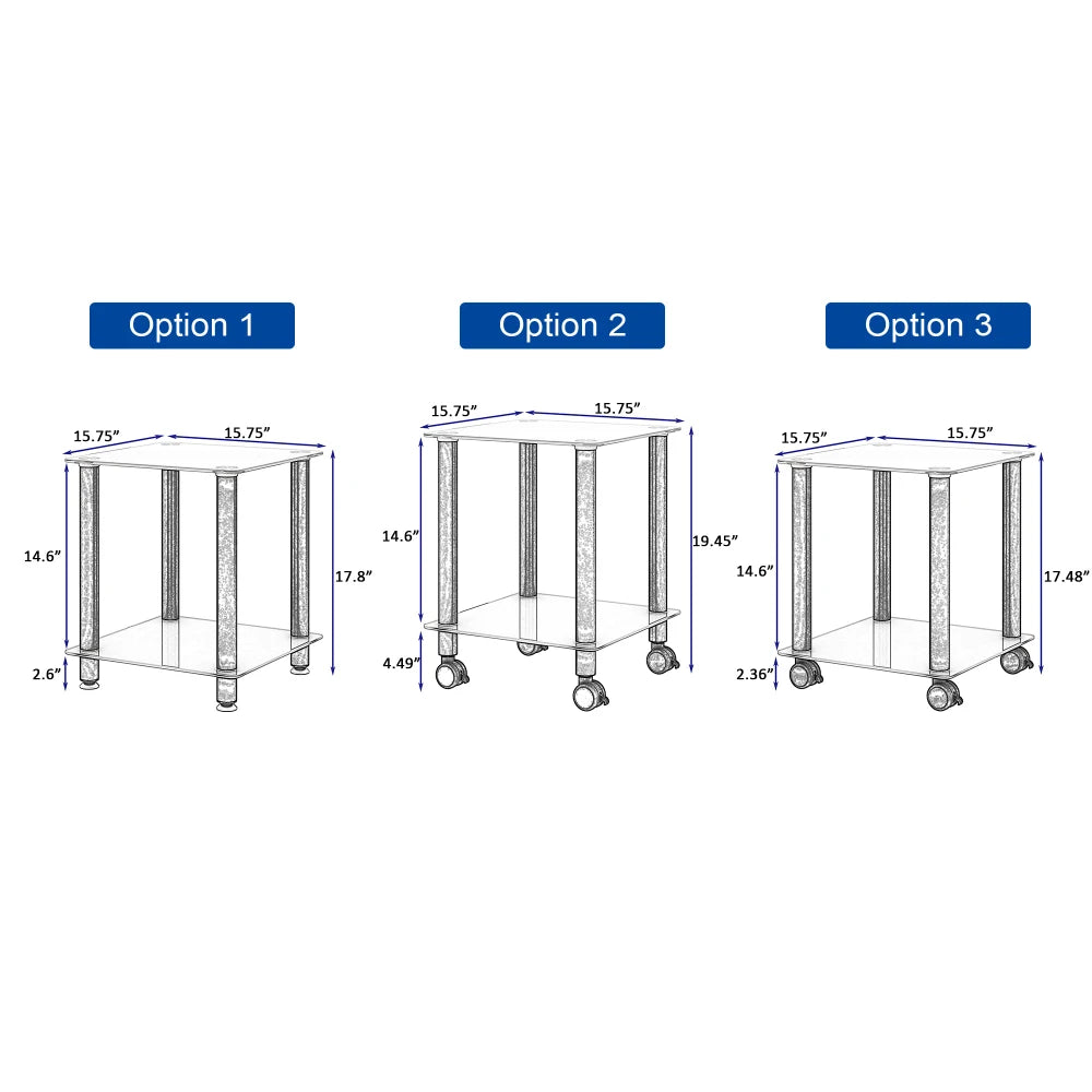 1-Piece White Black Side Table 2-Tier Space End Table Modern Night Stand Sofa Table Side Table with Storage Shelve