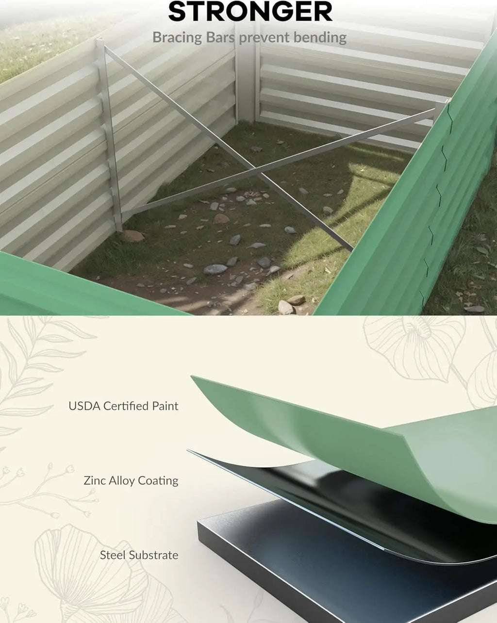 6x3x2 8x4x2ft Deep Root Planter Box for Vegetables Flowers Herbs-Large Metal Raised Garden Bed Kit