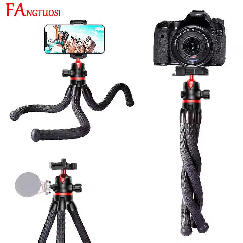 2025 new Flexible Octopus DSLR 2in1 Design Tripod With Phone Holder Side Cold Shoe 1/4'' Screw