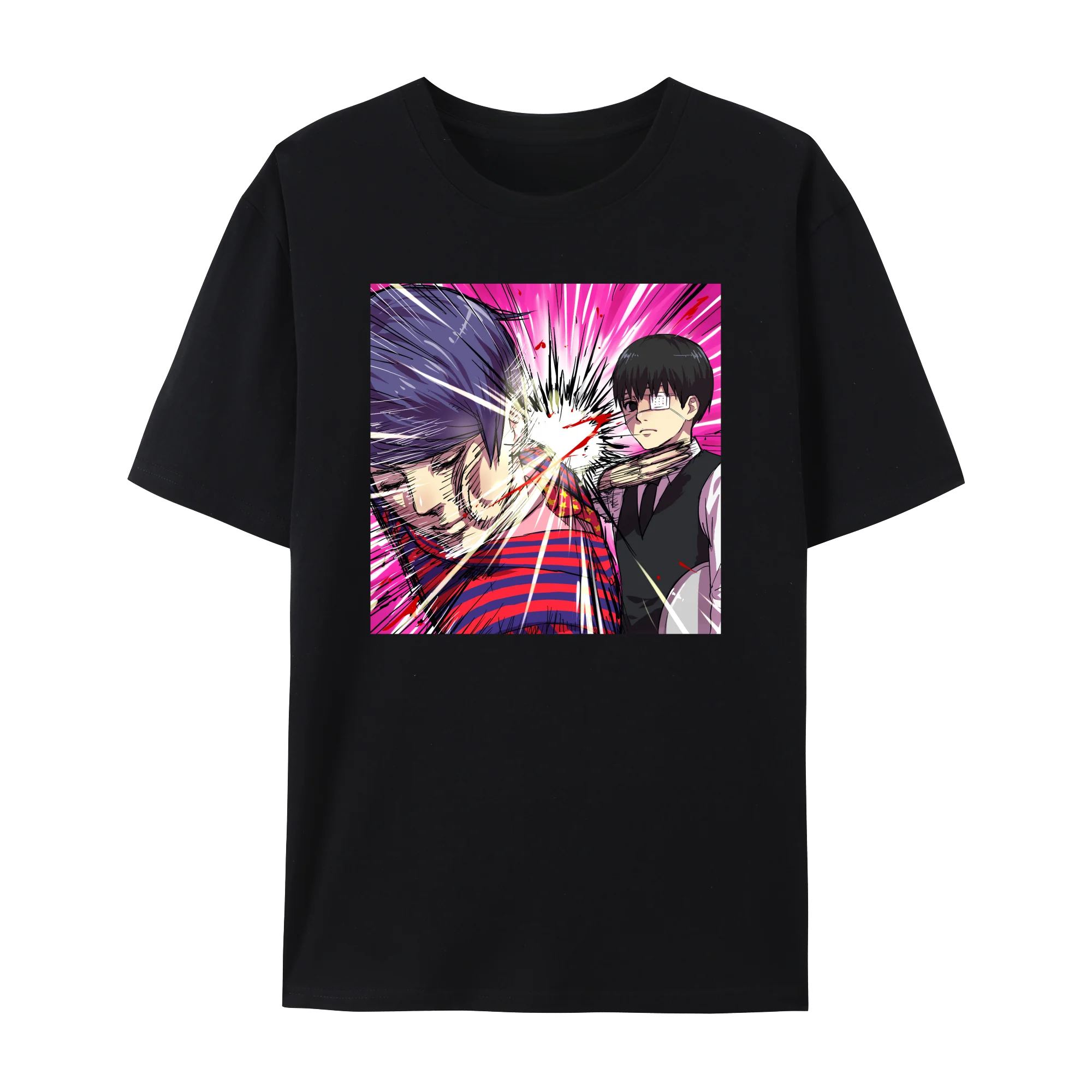 Tokyo Anime Ghoul Kaneki Ken Graphic Cotton T-Shirt, Japanese Anime  Short Sleeve Crewneck Shirt