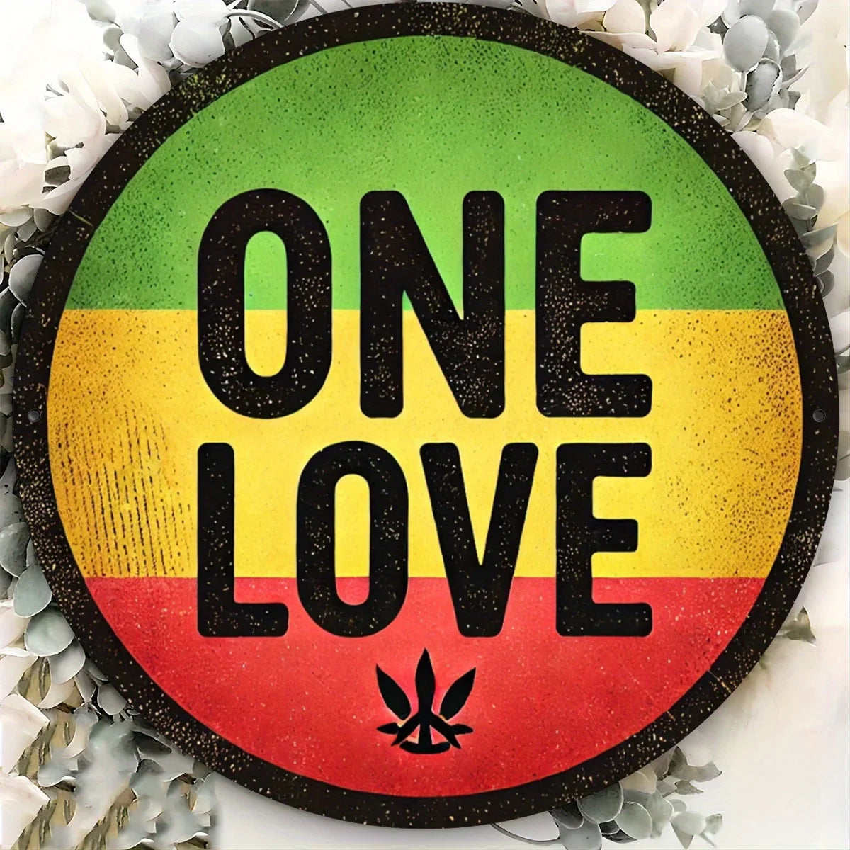 "One Love 7.8" Round Aluminum Metal Sign - HD Printed Decor for Home, Café, Garage, Patio - Perfect Gift for Loved Ones"