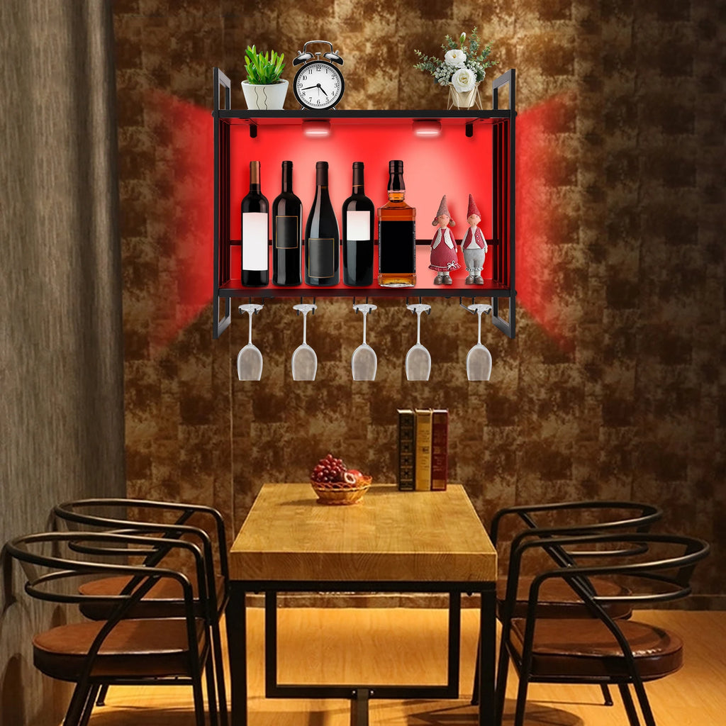 LED Wine Rack Wall Mounted 23.6In Metal
