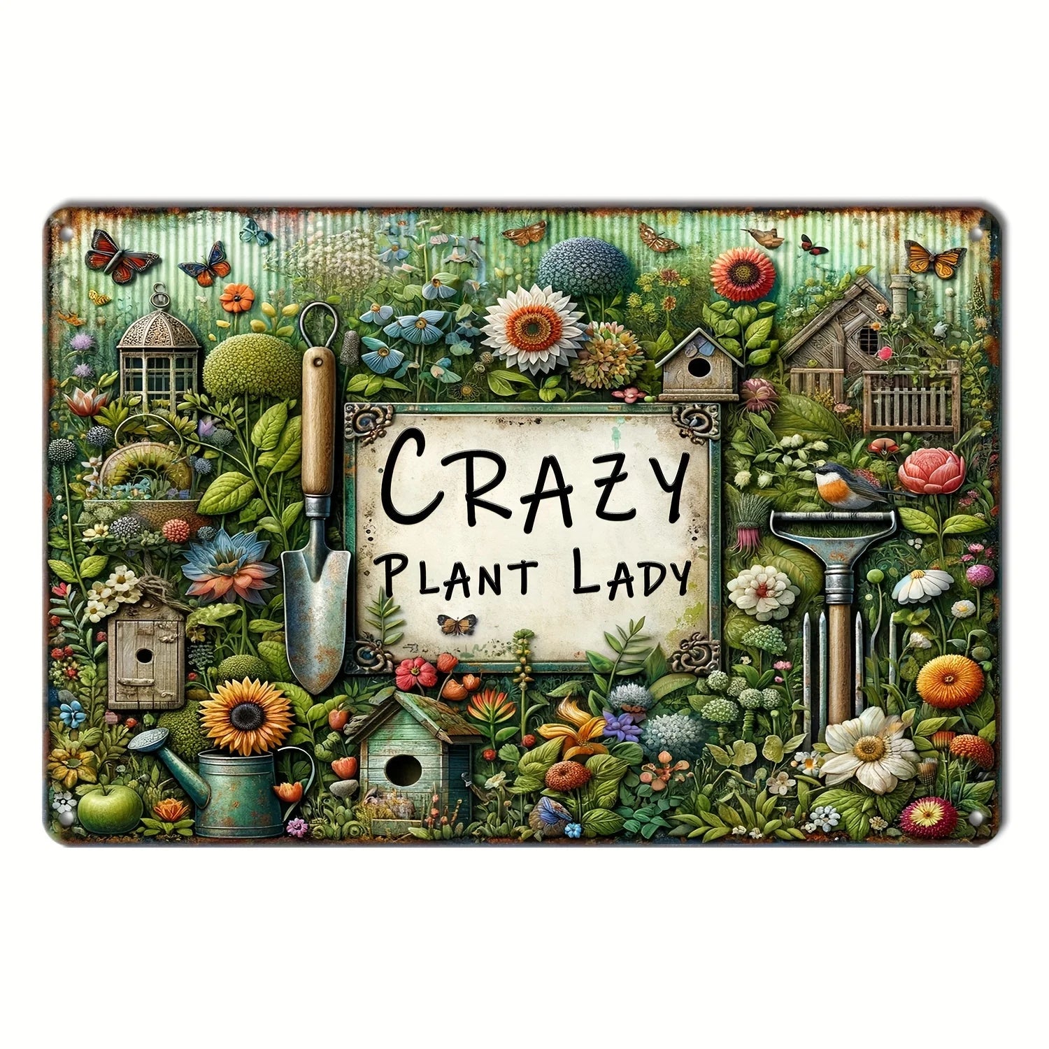 1pc Retro Metal Sign - Crazy Plant Lady Aluminum Wall Art for Home Decor, Garden, Cafe, Bar & Living Room Decoration