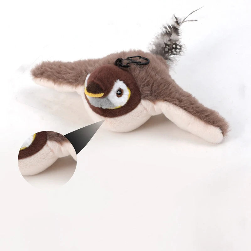 Interactive Cat Toys Rechargeable Flying Bird Cat Toy  Can Add Catnip Touch Activated Plush Toy