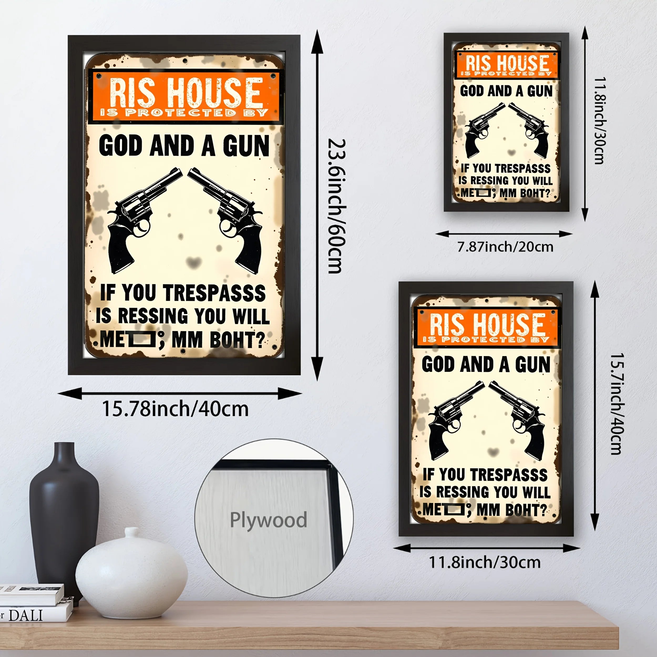 Vintage Revolver Design, Moisture-Proof Oil Painting on Recycled Wood,