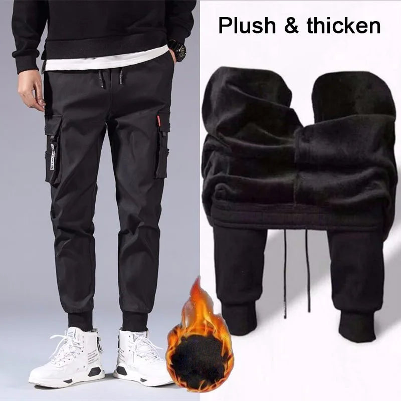 2025 New Outdoor Casual Pants Men's wear-resistant loose-fitting straight-leg multi-pocket overalls men's trousers