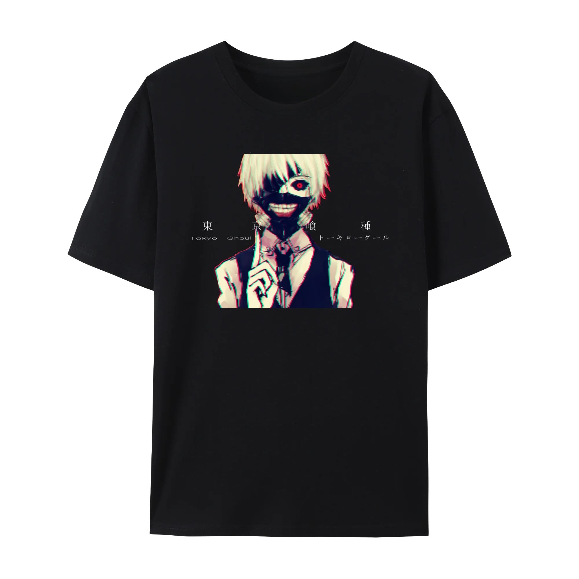 Tokyo Anime Ghoul Kaneki Ken Graphic Cotton T-Shirt, Japanese Anime  Short Sleeve Crewneck Shirt