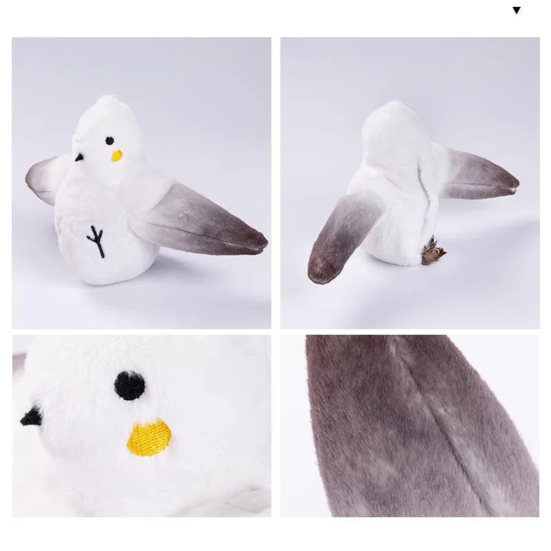 Interactive Cat Toys Rechargeable Flying Bird Cat Toy  Can Add Catnip Touch Activated Plush Toy