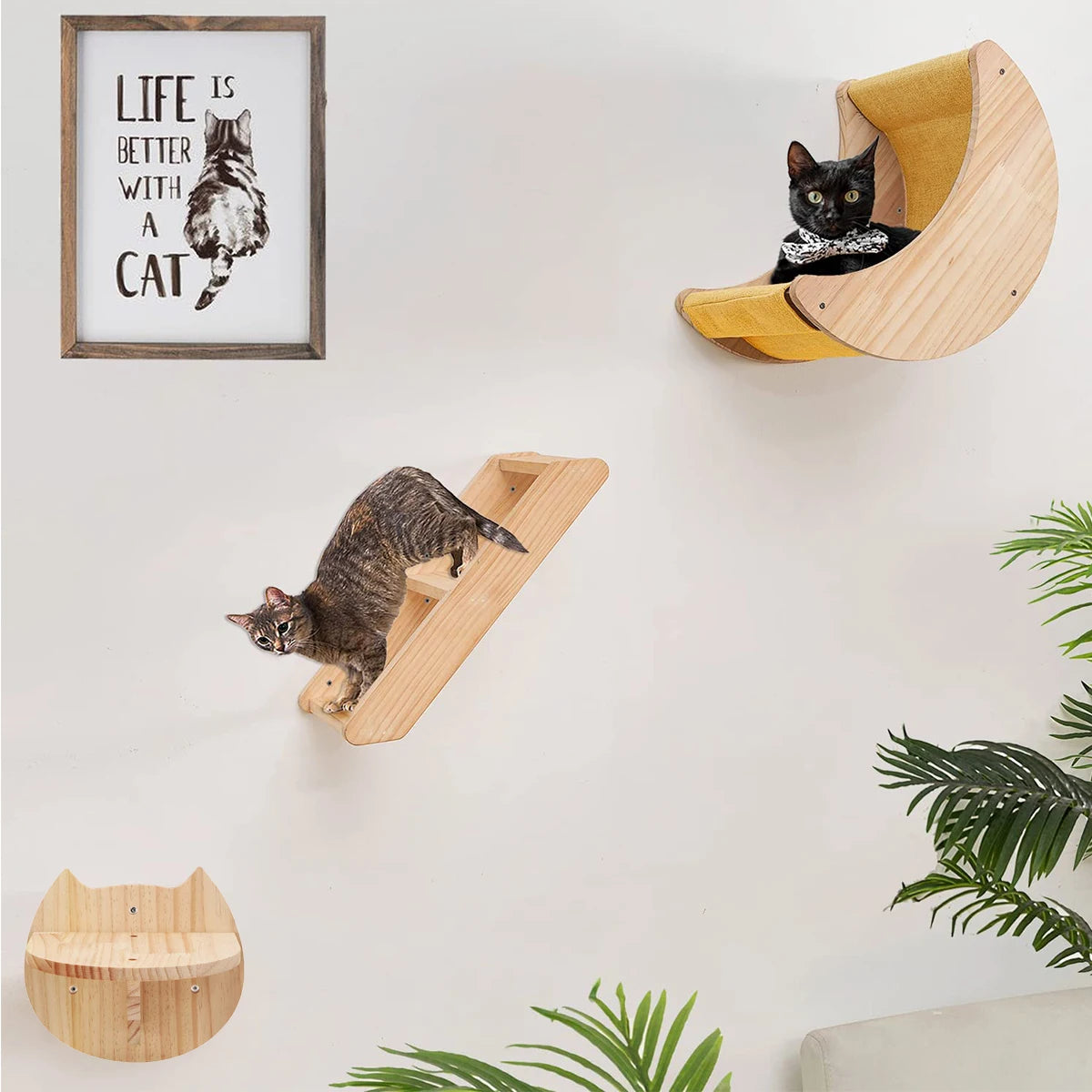 Cat Shelf Wall Hammock Climbing Shelves Moon Shaped Cats Wall Furniture