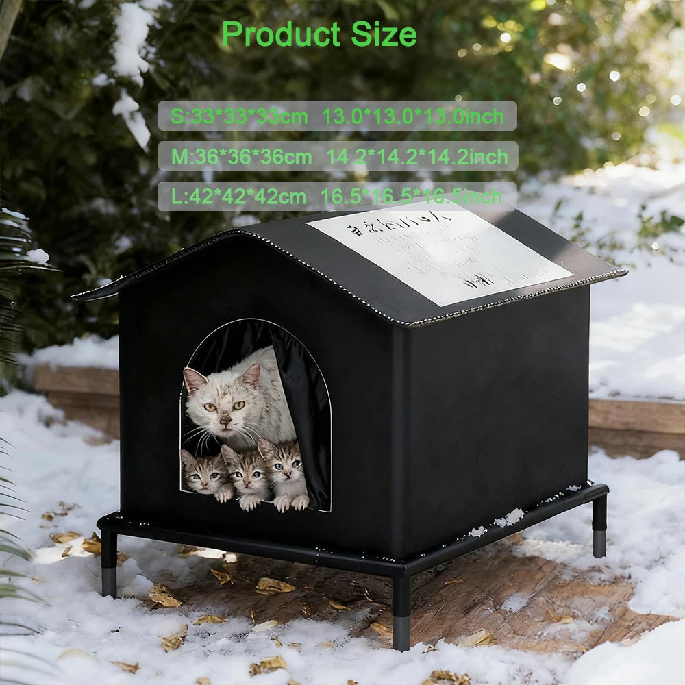 Cat House for Outdoor Cats Weatherproof and Insulated Feral Cat House with Mat and Canopy Easy to Put Together Cat Shelter