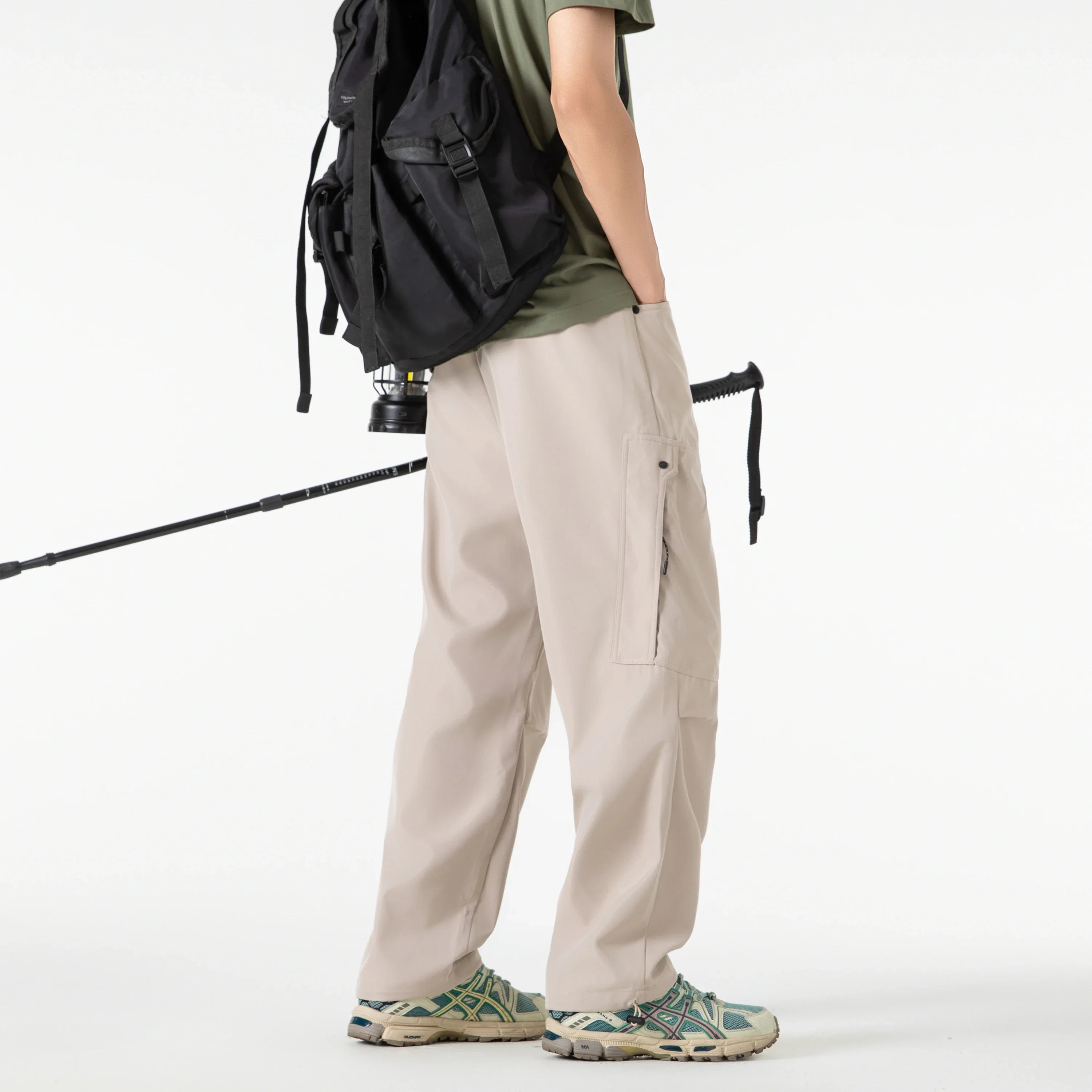 Outdoor Climbing Camping Hiking Trousers Casual Loose Cuffed Pants Men's Solid Color Long Pants Autumn Fashion Men Clothing