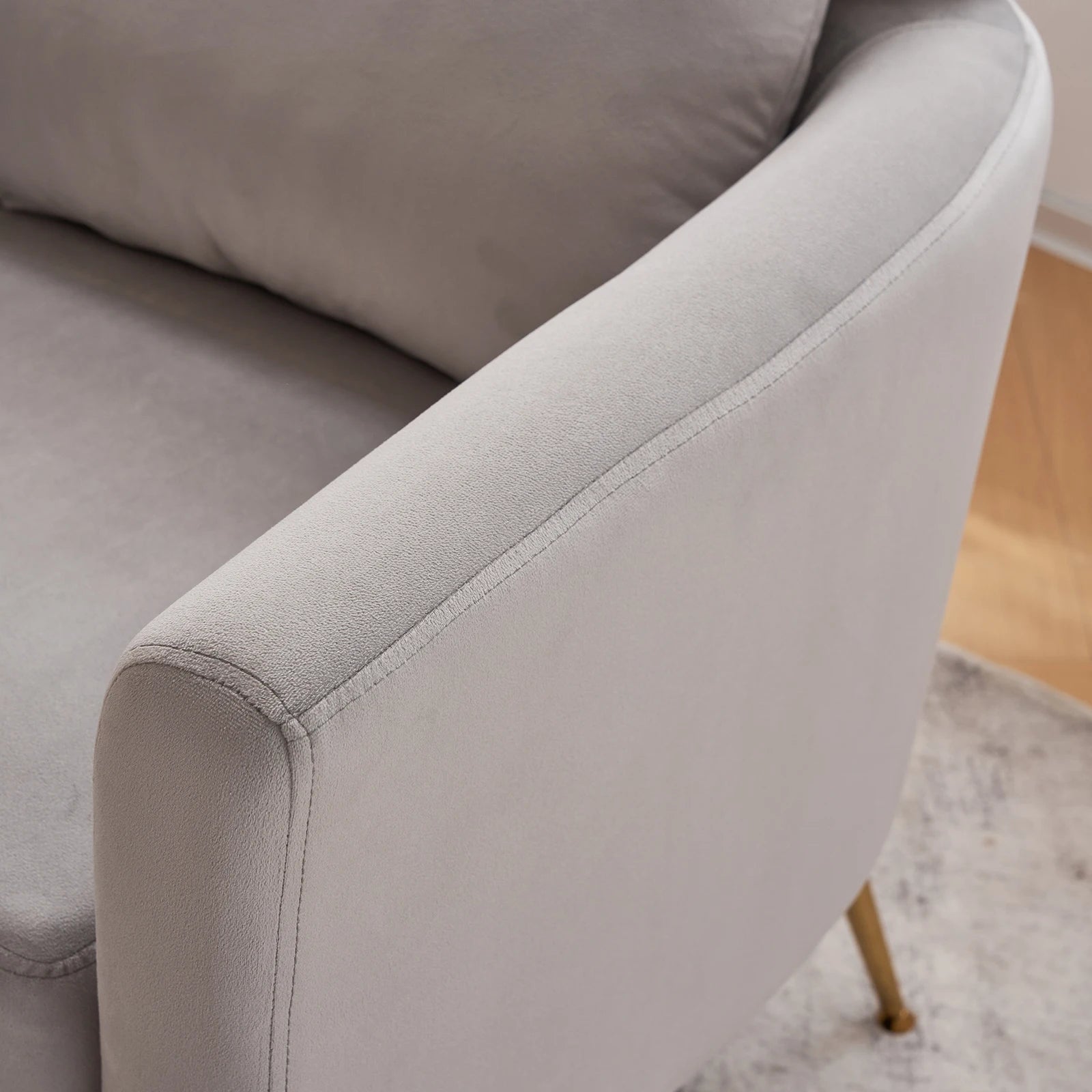 Half Disassembled Single Chair With Gold Feet And Pedals Flannelette Indoor Leisure Chair Light Gray