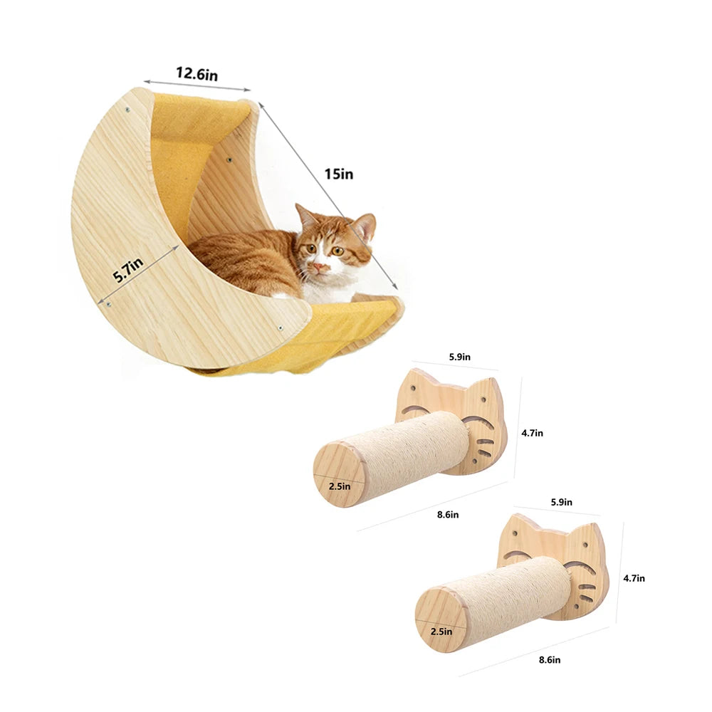Cat Shelf Wall Hammock Climbing Shelves Moon Shaped Cats Wall Furniture