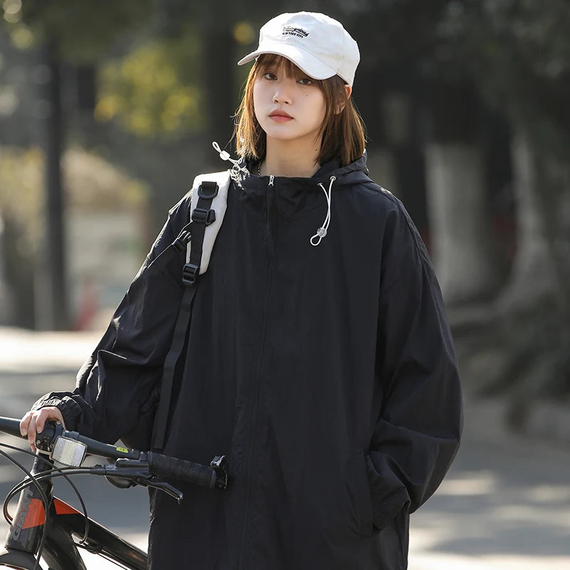 Outdoor Hiking Suncreen Coats Women New Loose Large Size Breathable Sun-Protective Clothing Jacket Thin Skin Windbreaker Female