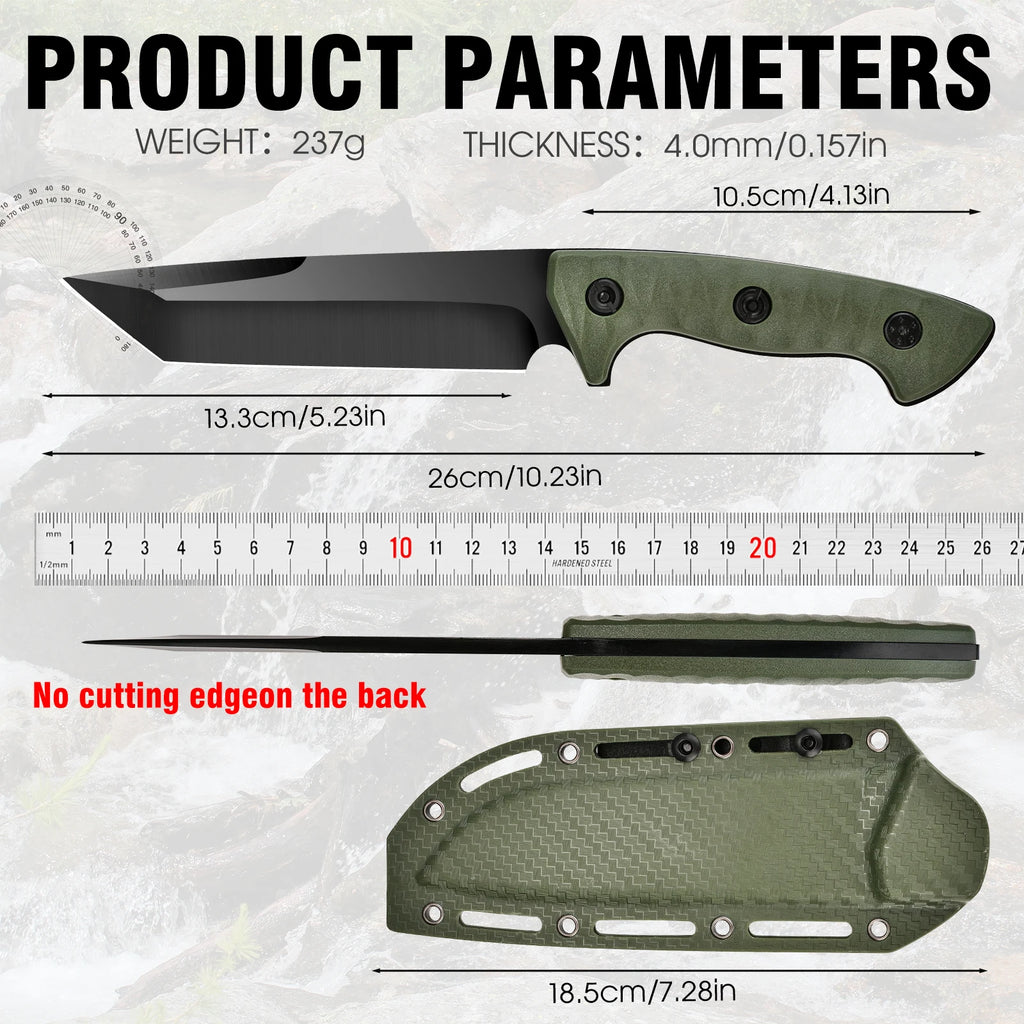 Rainforest Survival Knife - Lightweight, Stainless Steel with Wooden Handle & Spear