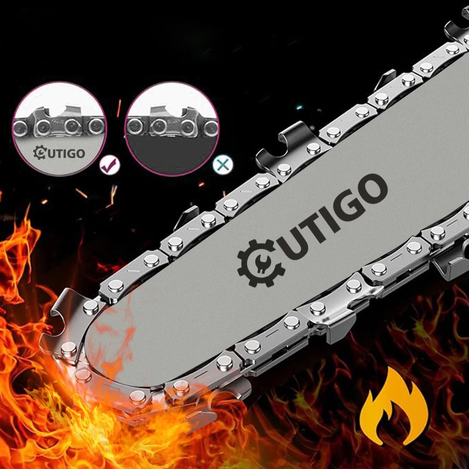 OUTIGO 8 inch brushless chainsaw with two 21v battery, portable  pruning chainsaw for garden and orchard cutting