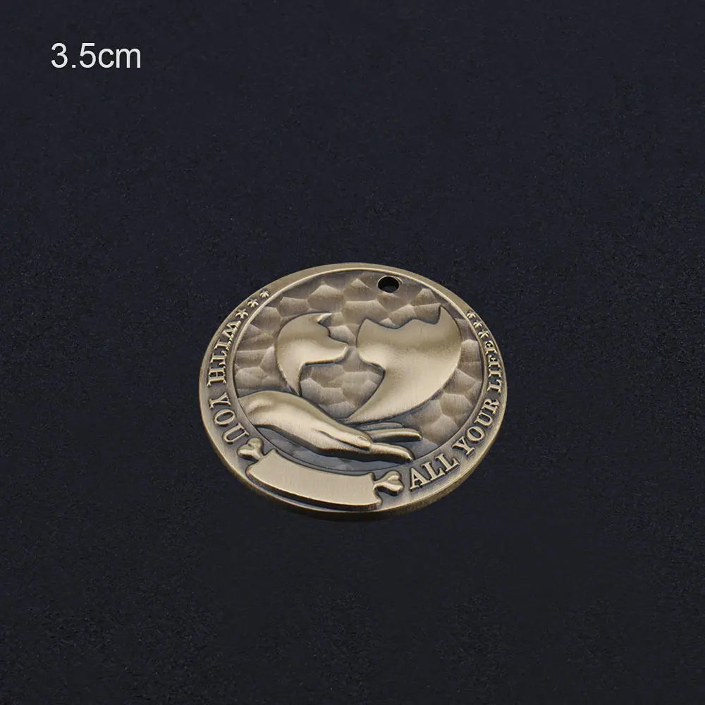 Custom Name Dog Tag Personalized Pet ID Plate Retro Brass Pet Collar Accessories DIY For Puppy Pendant