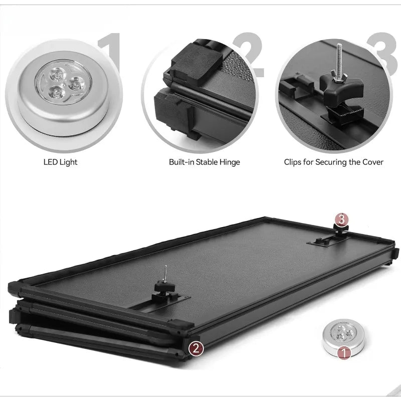 FRP Hard Tri Fold Truck Bed Tonneau Cover Fits For Toyota Tacoma 2024 2025 5 Ft Bed (Excl. Trail Edition) With Deck