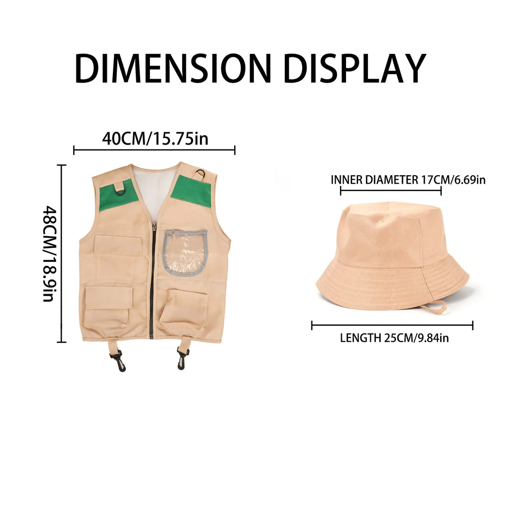 Children'S Outdoor Adventure Vest Set,Cosplay Role-Playing,Outdoor Adventurer Performance Clothing