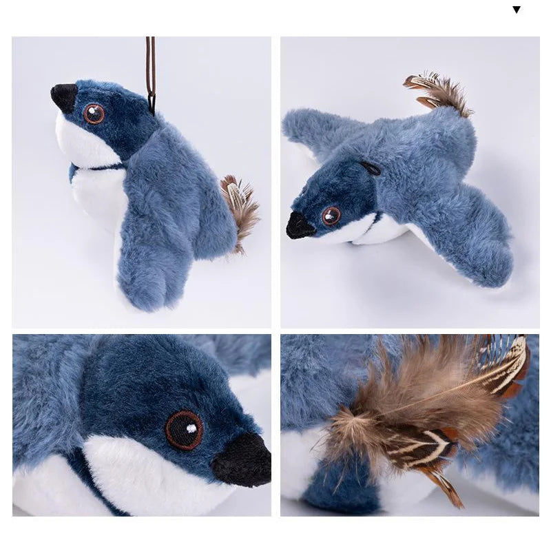 Interactive Cat Toys Rechargeable Flying Bird Cat Toy  Can Add Catnip Touch Activated Plush Toy