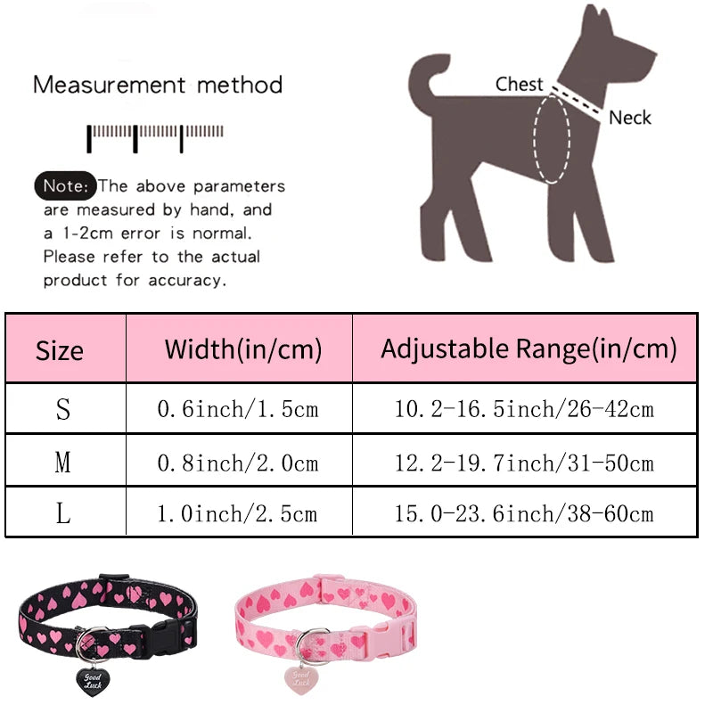 CP613--love printed pet dog & cat collar, high density printed ribbon and exquisite pendant, durable buckle.
