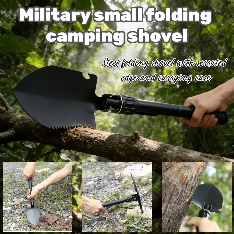 Multi-Function Foldable Camping Shovel Telescopic Survival Gear for Hiking Gardening Snow Removal and Outdoor Adventure