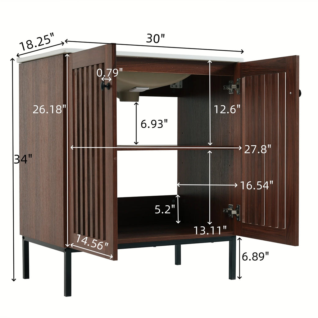 SH.KL 30 Inch  Bathroom Cabinet with 2 Soft-Close Doors, Bathroom Furniture, Vanities