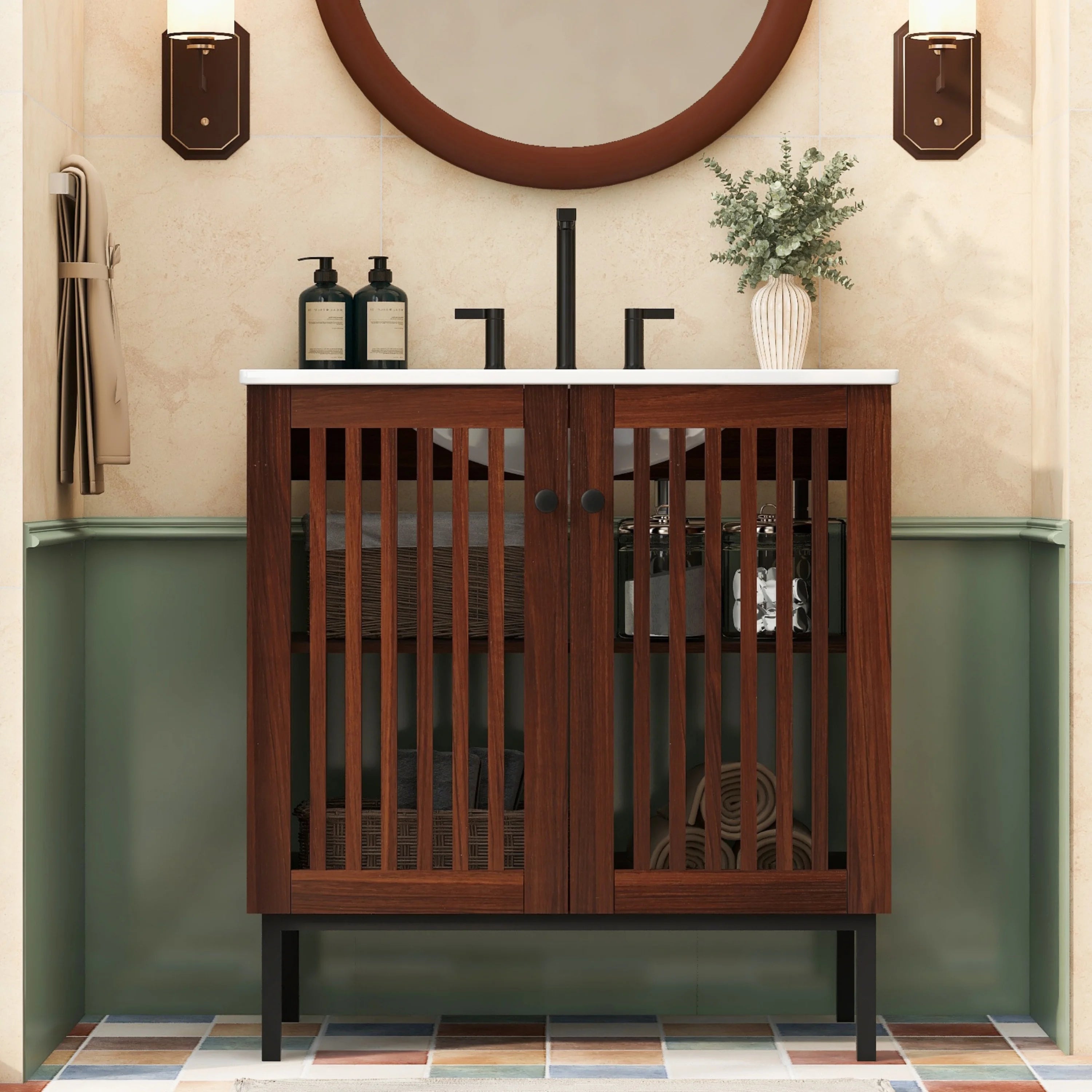 SH.KL 30 Inch  Bathroom Cabinet with 2 Soft-Close Doors, Bathroom Furniture, Vanities