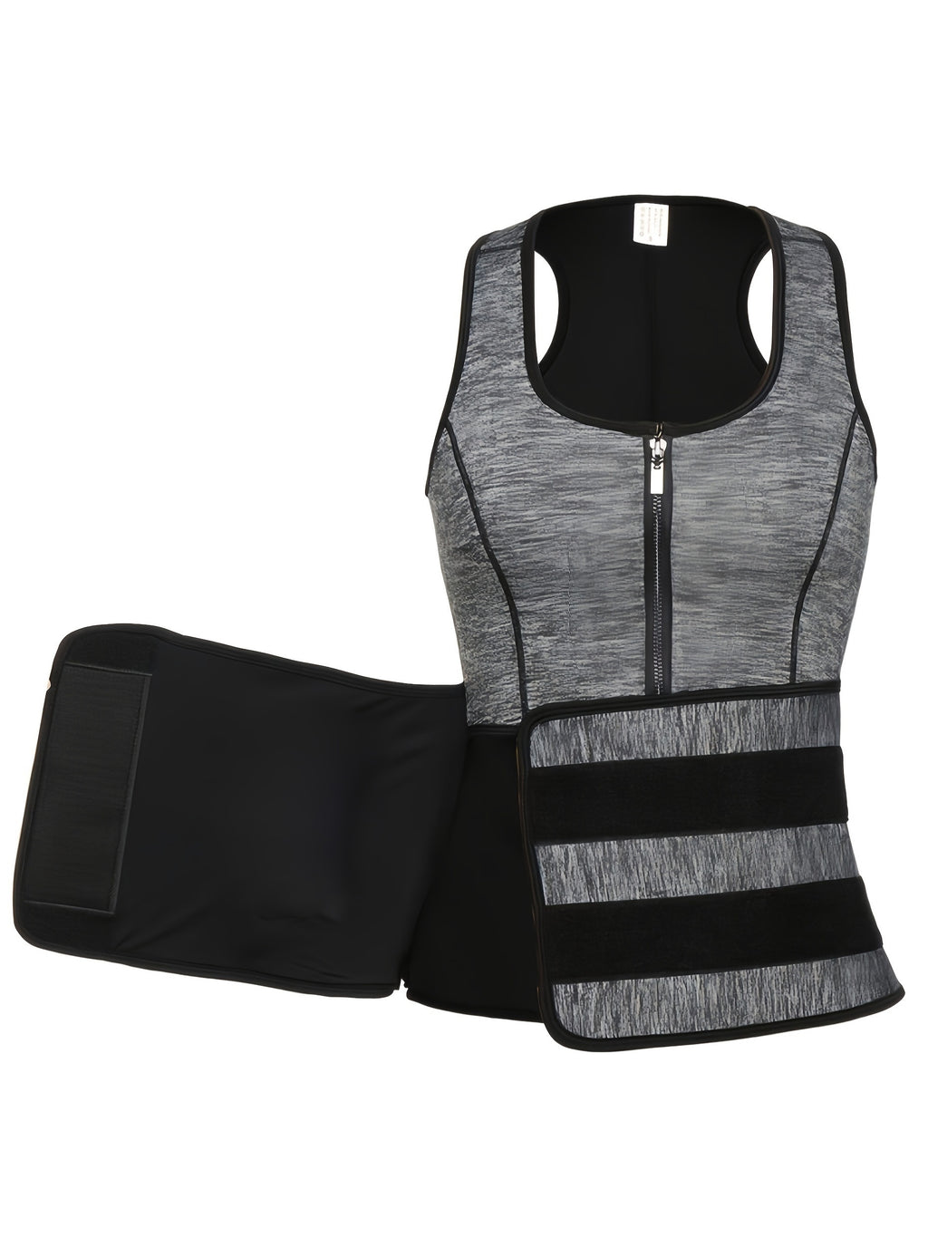 TKPARK Men's Adjustable Compression Tank Top & Waist Trainer - High-Elasticity Workout Shirt with Back Support, Sleeveless Gym Shaper Vest, Zipper Closure & Belt for Fitness Training, Fitness Compression Wear | Sleeveless Tan