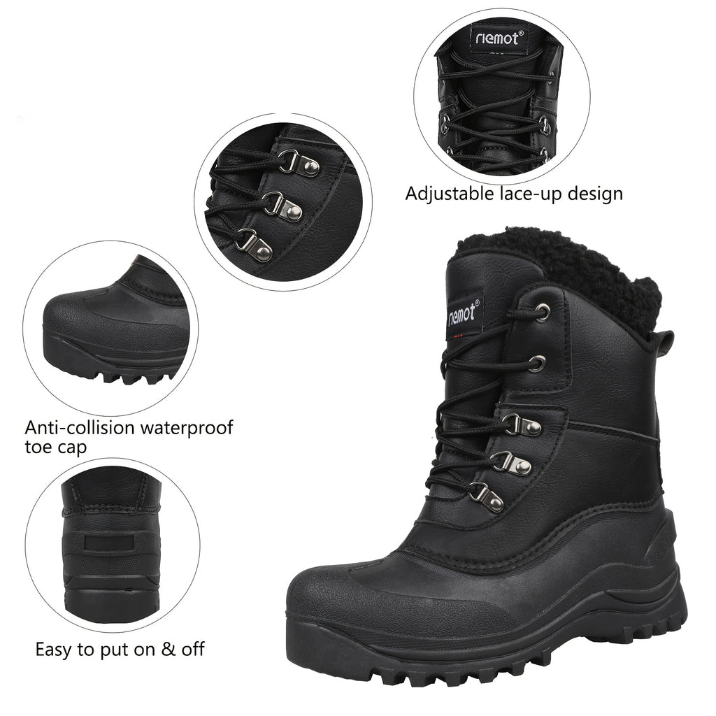 RIEMOT Men's High Quality All-Season Snow Boots with Warm Fleece - Heavy-Duty & TPR Sole, Non-Slip Traction Boots Suitable for Hiking, Trekking, Gardening - Winter/Summer/Fall/Outdoor Footwear